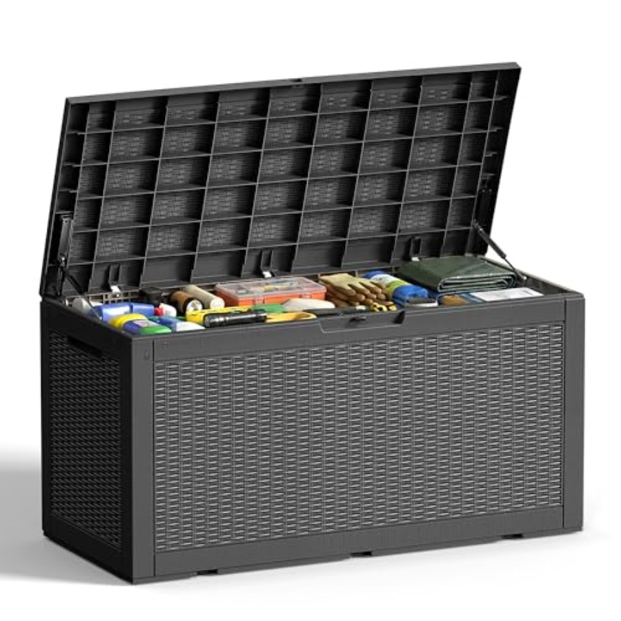 Garden Storage Box - 100-Gallon Outdoor Storage Box in Black