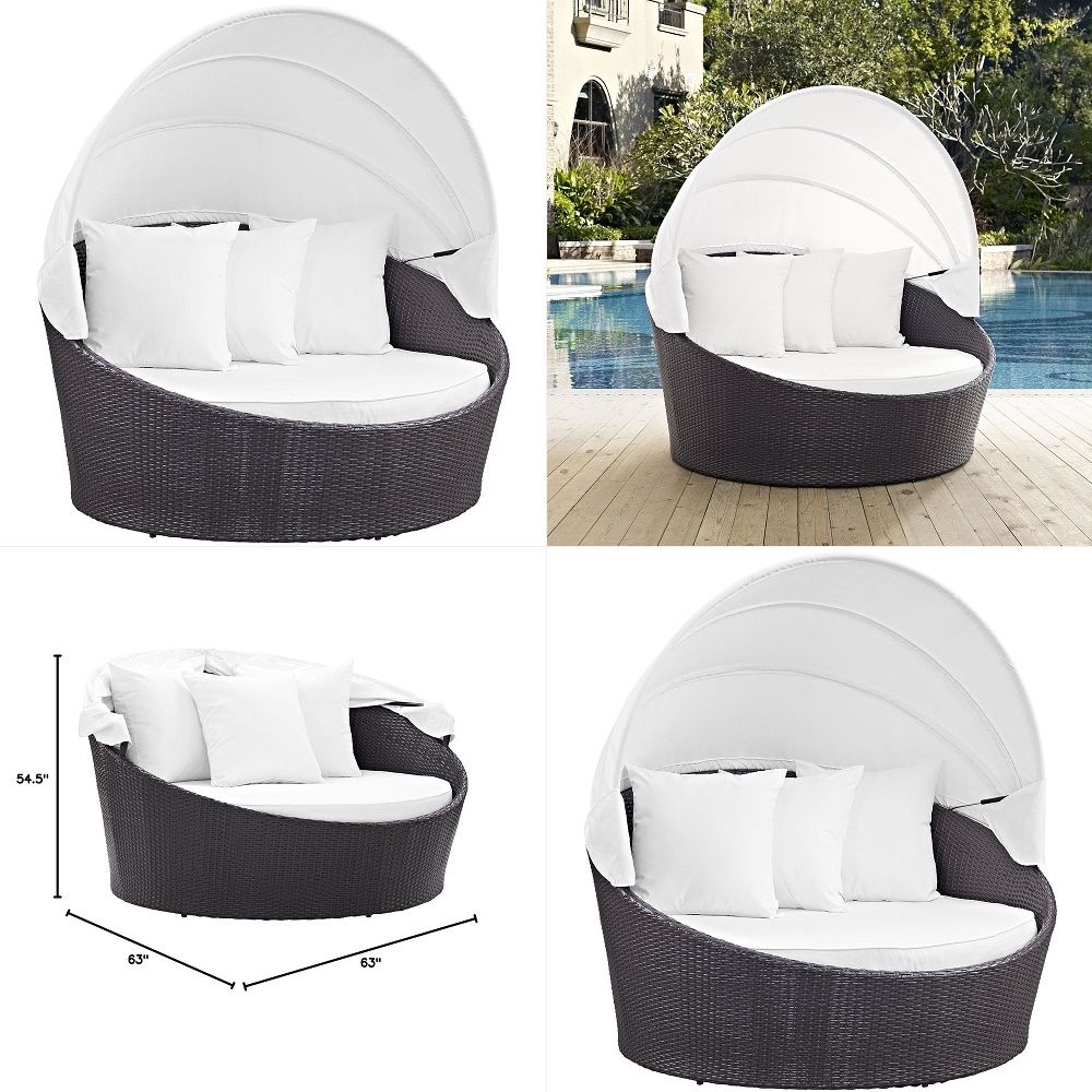 Outdoor Furniture Patio - Outdoor Patio Round Daybed with Retractable