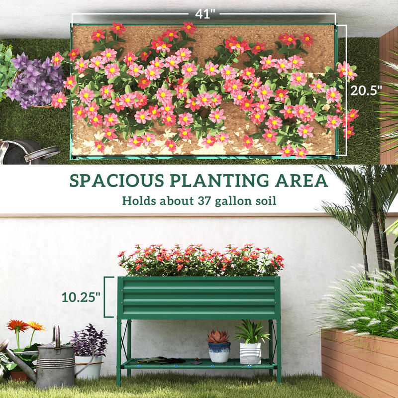 Garden Storage Box - Outsunny Galvanized Raised Garden Bed, Metal