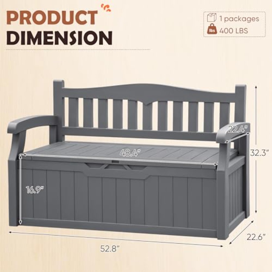 80 Gallon Grey Resin Outdoor S - Garden Storage Box ulasan dan harga