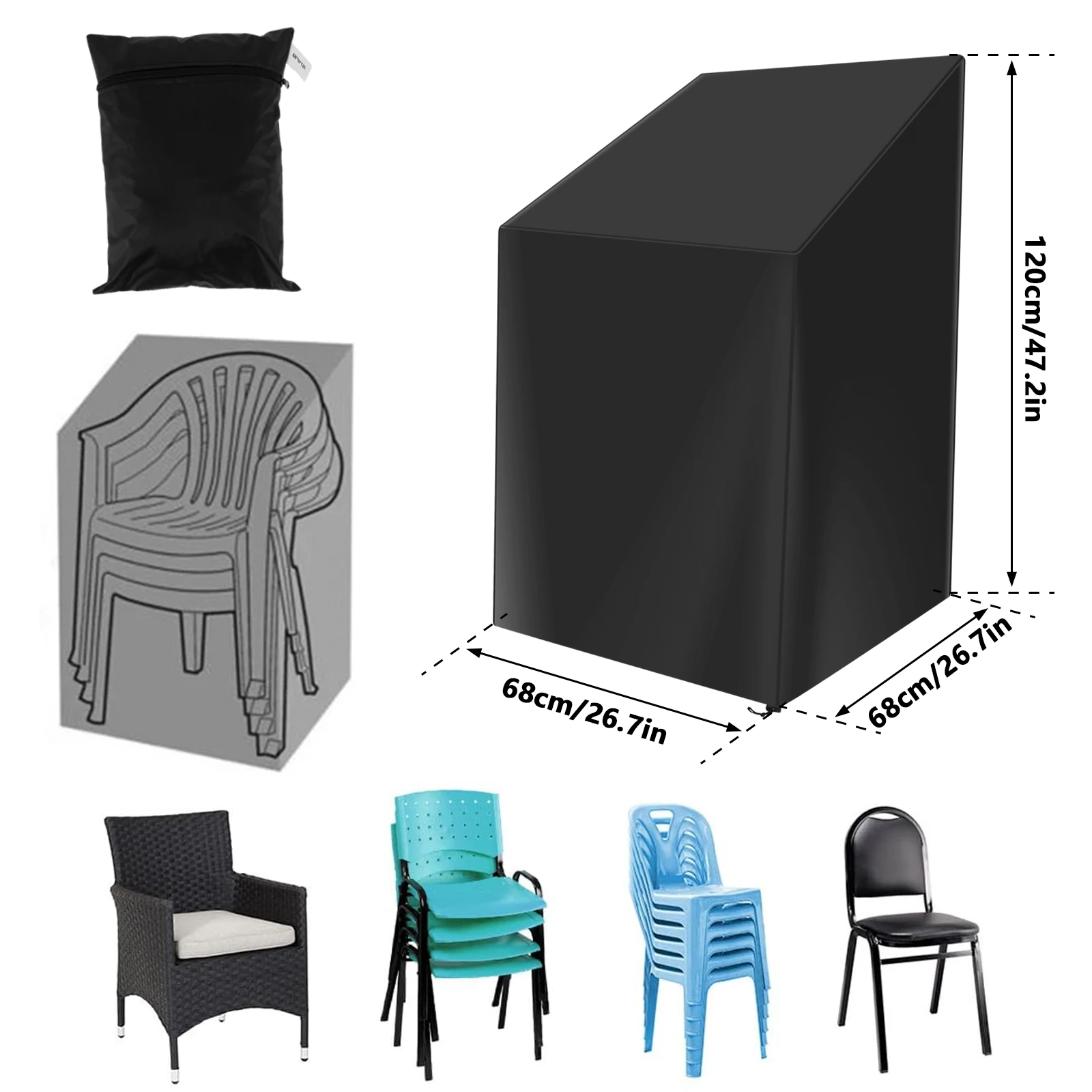 Stacked Chair Dust Cover with  - Outdoor Furniture Fabric Waterproof ulasan dan harga
