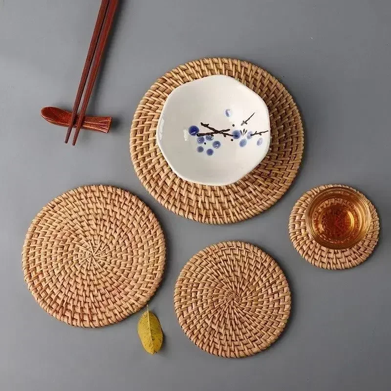 Handmade Round Rattan Coasters - Outdoor Furniture Sale ulasan dan harga