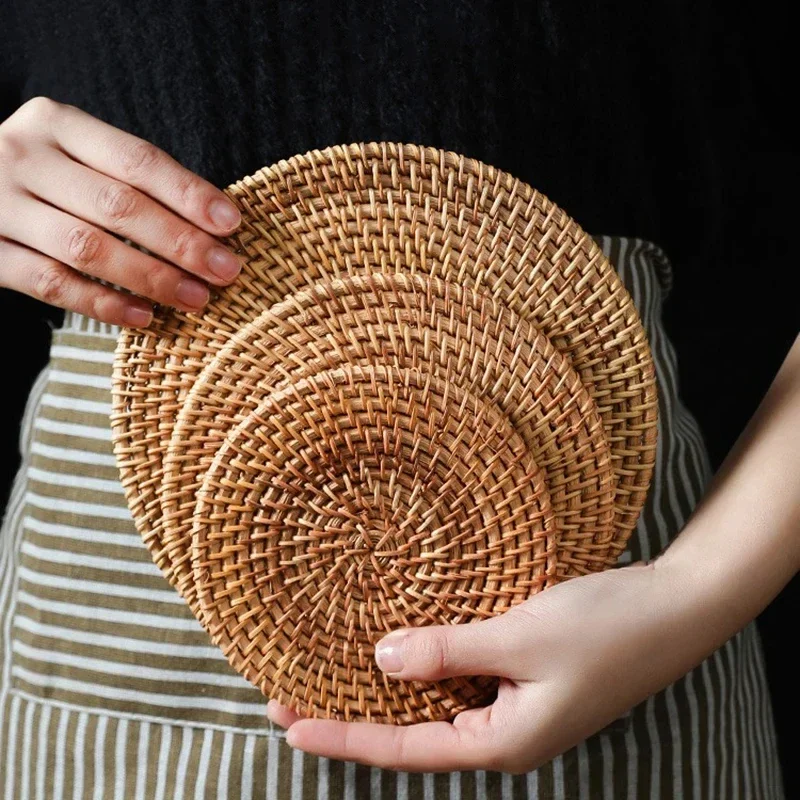 Handmade Round Rattan Coasters - Outdoor Furniture Sale ulasan dan harga