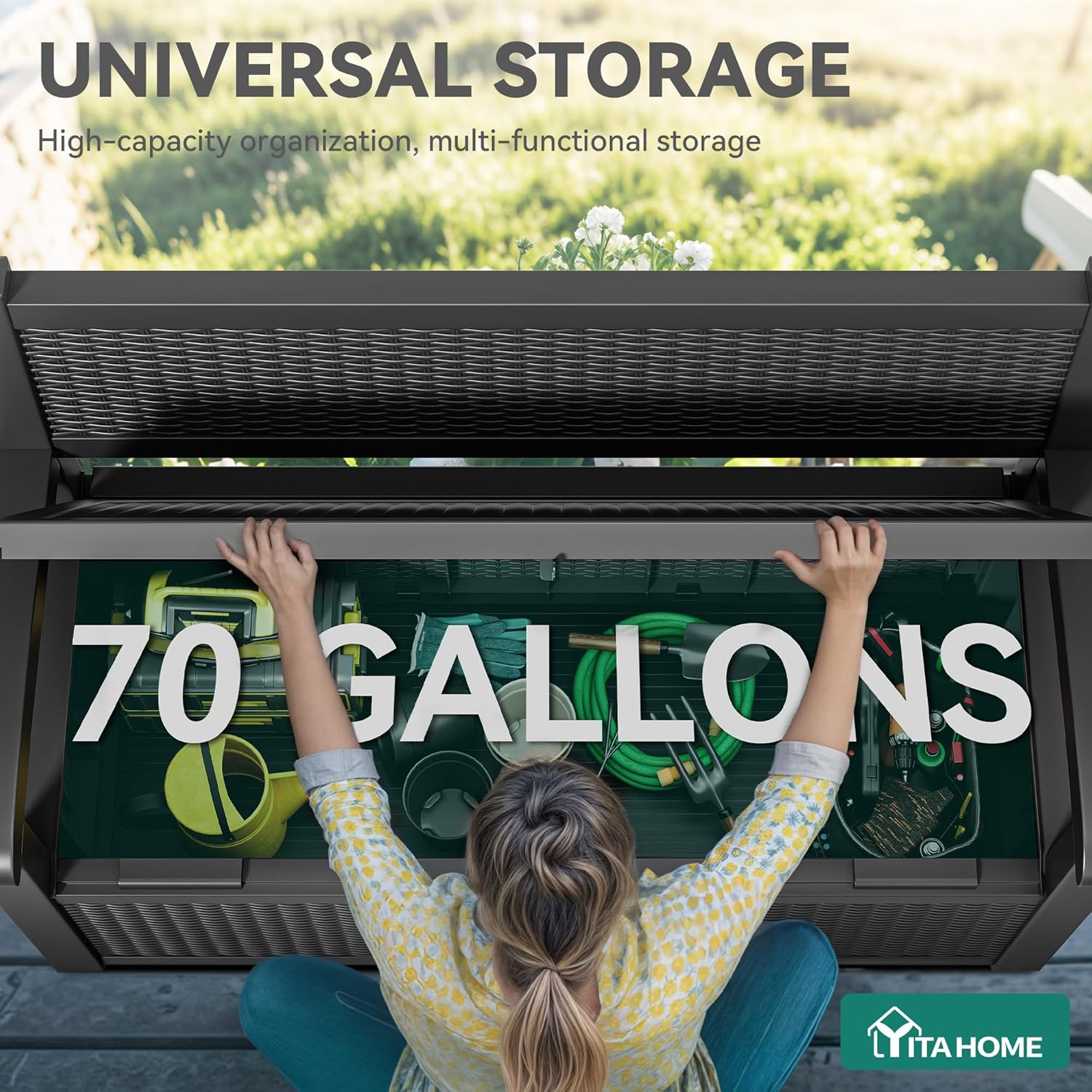 70 Gallon Deck Bench with Stor - Garden Storage Box ulasan dan harga