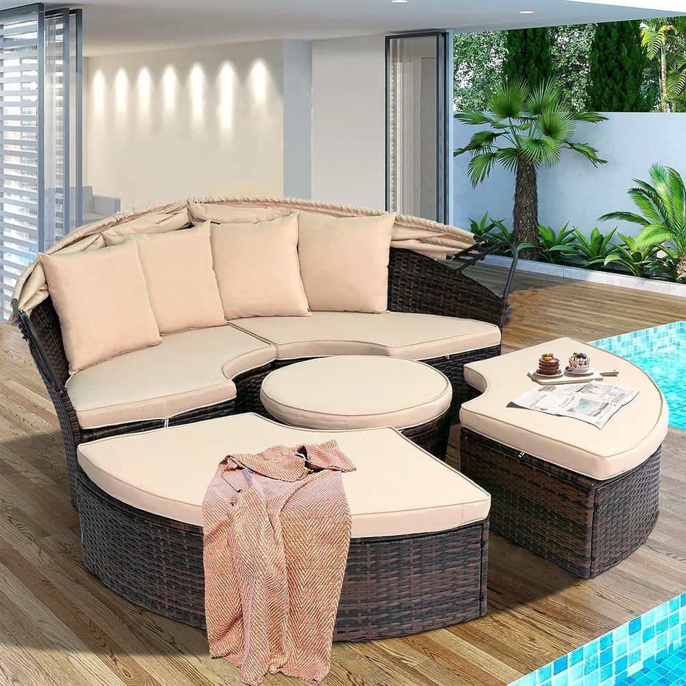 Outdoor Patio Round Daybed wit - Outdoor Furniture Patio ulasan dan harga