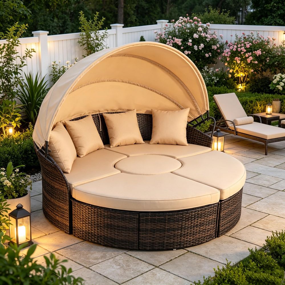 Outdoor Patio Round Daybed wit - Outdoor Furniture Patio ulasan dan harga