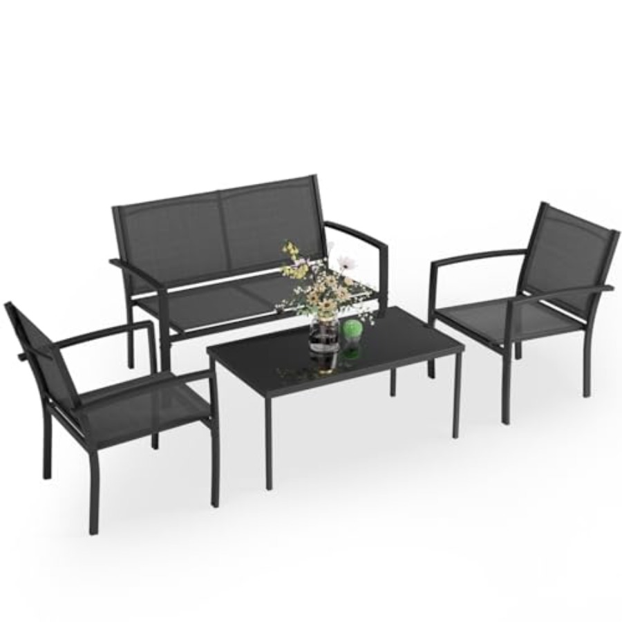 Greesum 4 Pieces Patio Furnitu - Outdoor Furniture Patio ulasan dan harga