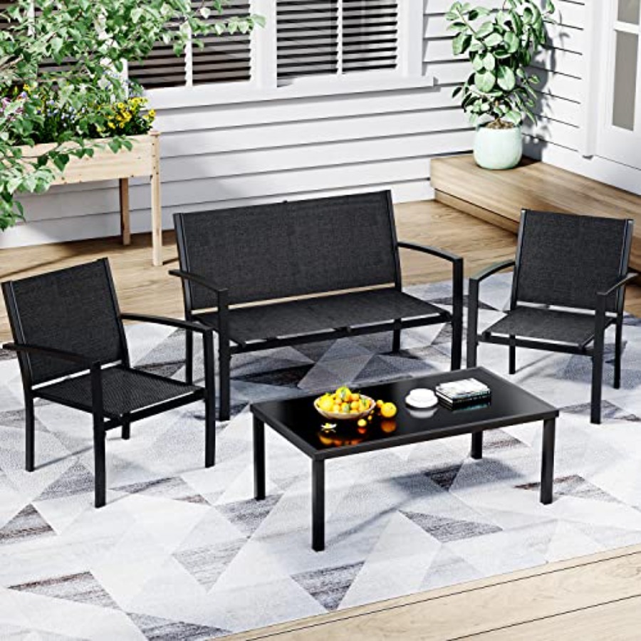 Greesum 4 Pieces Patio Furnitu - Outdoor Furniture Patio ulasan dan harga