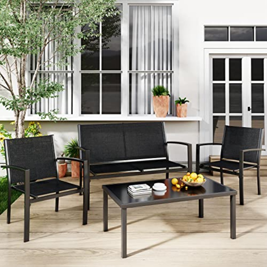 Greesum 4 Pieces Patio Furnitu - Outdoor Furniture Patio ulasan dan harga