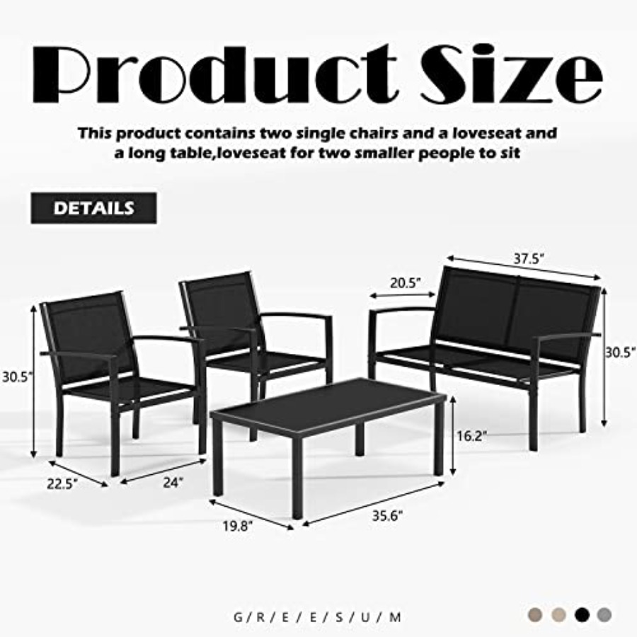 Greesum 4 Pieces Patio Furnitu - Outdoor Furniture Patio ulasan dan harga