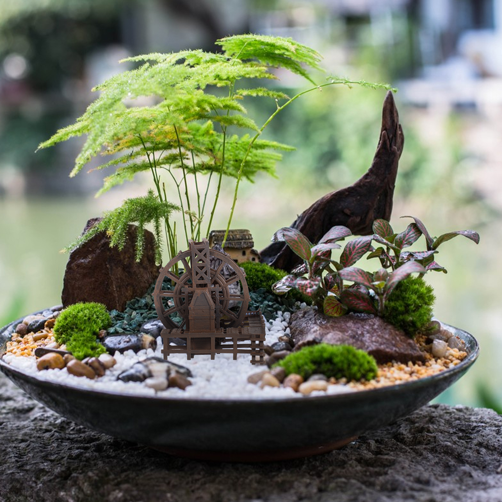 Miniature Water Wheel Ornament - Outdoor Furniture Glides ulasan dan harga