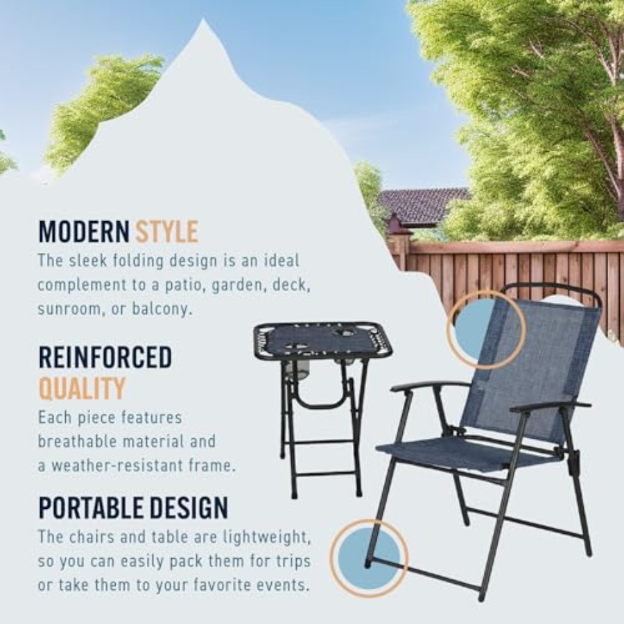 Trapper's Peak 3-Piece Folding - Outdoor Furniture Patio ulasan dan harga