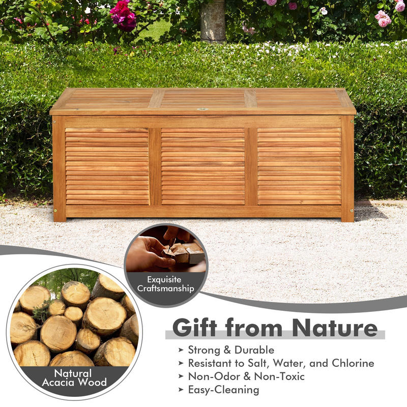 46 Gallon Acacia Wood Storage  - Garden Storage Box ulasan dan harga