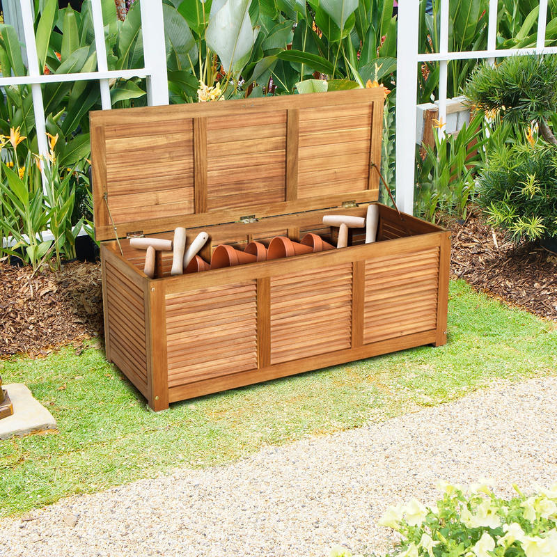 46 Gallon Acacia Wood Storage  - Garden Storage Box ulasan dan harga