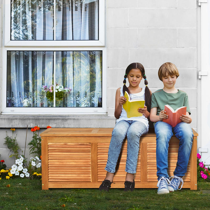 46 Gallon Acacia Wood Storage  - Garden Storage Box ulasan dan harga