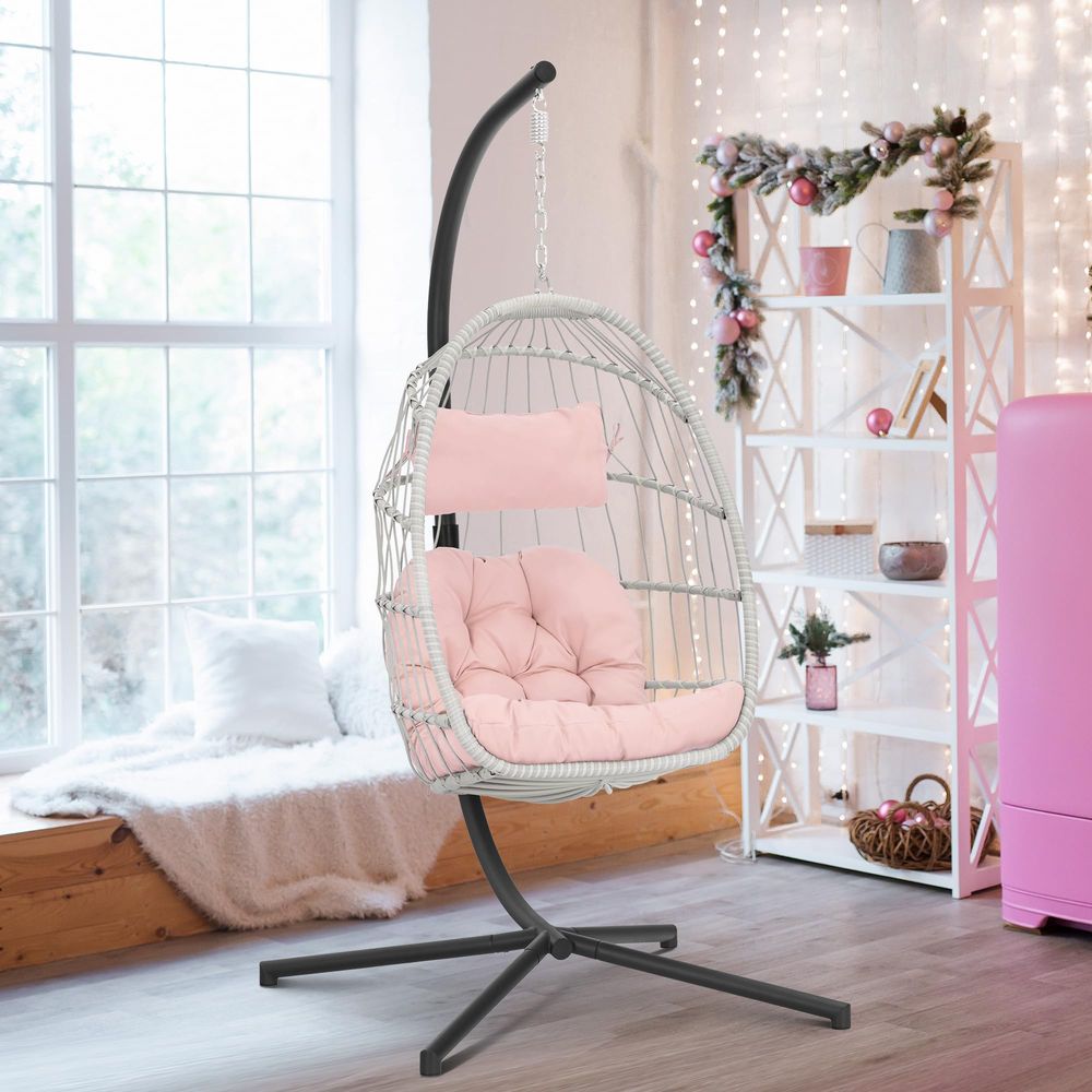 Pink Egg Chair with Stand Indo - Hanging Egg Chair ulasan dan harga