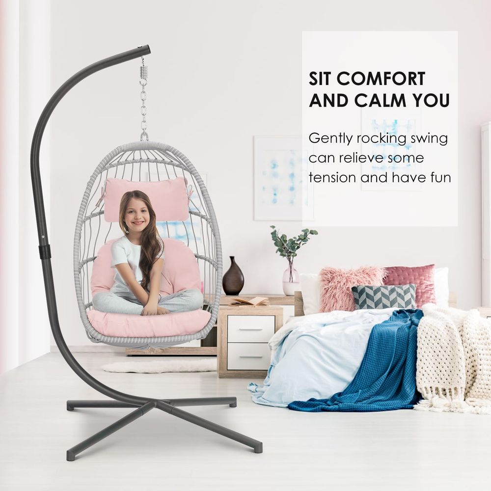 Pink Egg Chair with Stand Indo - Hanging Egg Chair ulasan dan harga