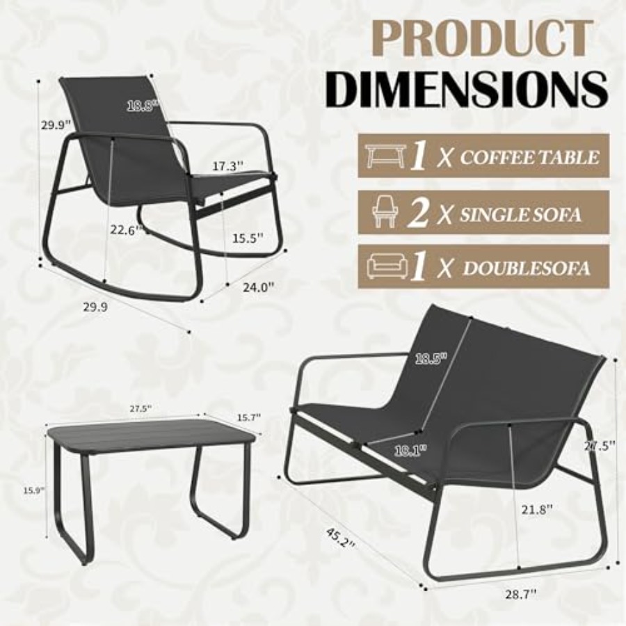 GEONKAI 4 Piece Patio Furnitur - Outdoor Furniture Patio ulasan dan harga