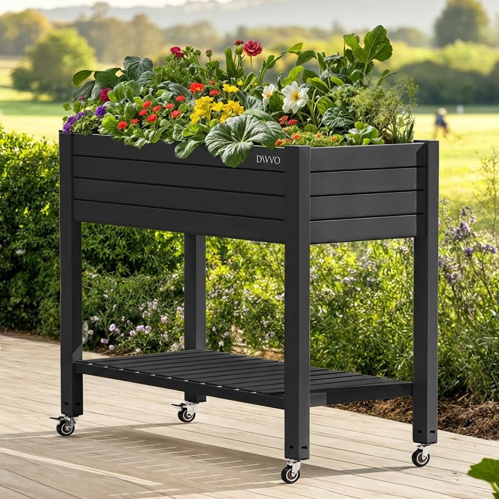 Raised Garden Bed Kit with Whe - Garden Storage Box ulasan dan harga
