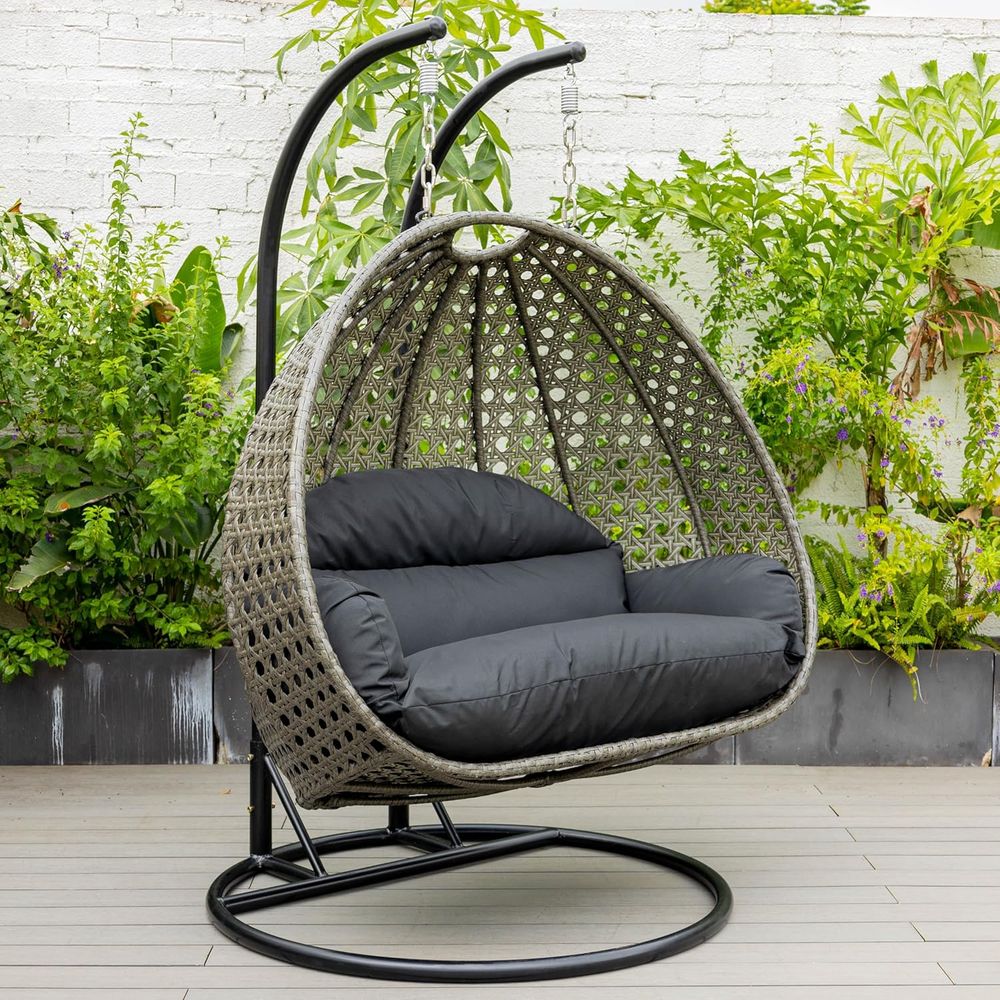 Black 2-Person Wicker Hanging  - Hanging Egg Chair ulasan dan harga