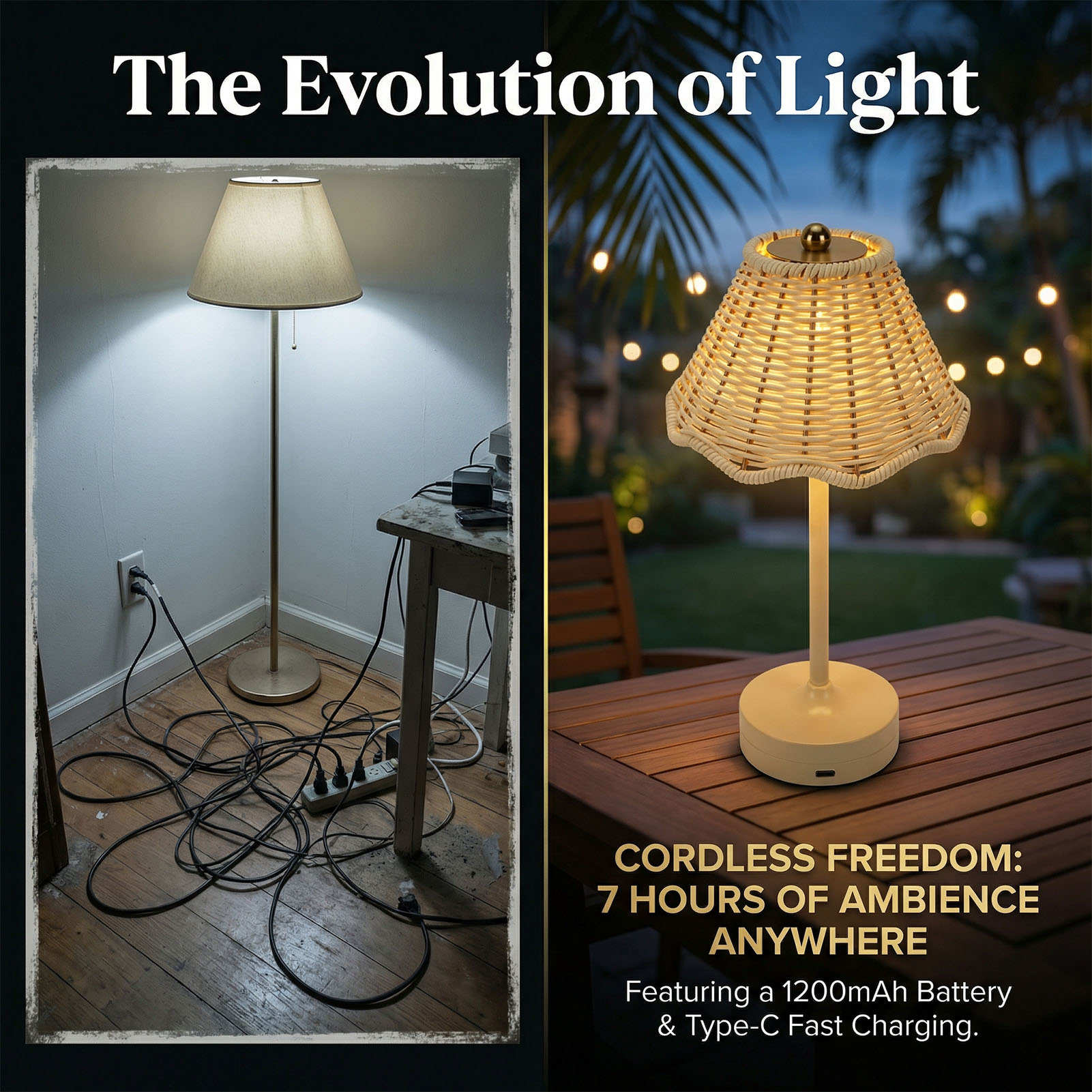 LED Vintage Rattan Table Lamp  - Outdoor Furniture Sale ulasan dan harga
