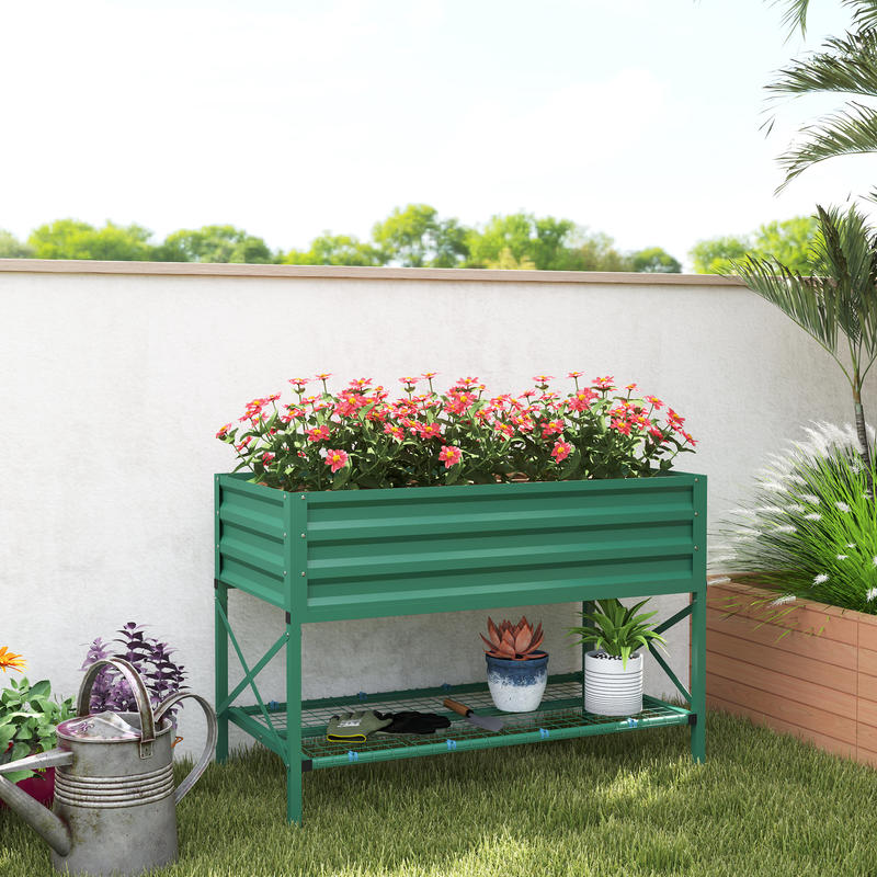 Outsunny Galvanized Raised Gar - Garden Storage Box ulasan dan harga