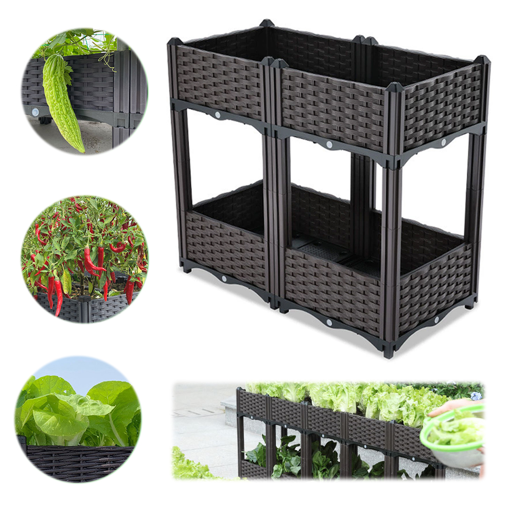 2 Tier Balcony Vegetable Pot w - Garden Storage Box ulasan dan harga
