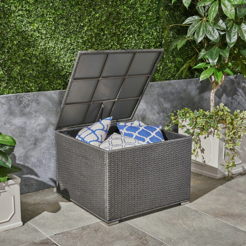 Dark Gray Rattan Outdoor Stora - Garden Storage Box ulasan dan harga