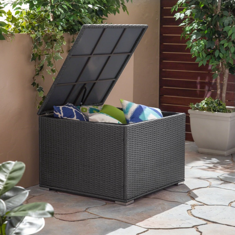 Dark Gray Rattan Outdoor Stora - Garden Storage Box ulasan dan harga