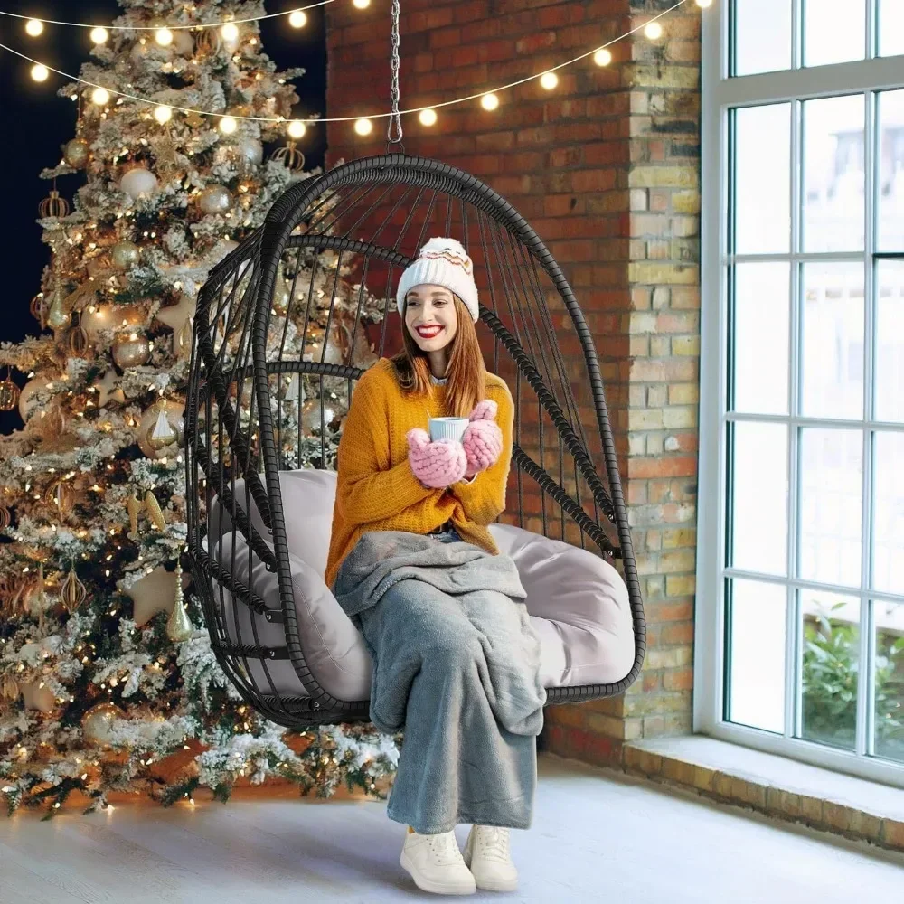 Wicker Swing Egg Chair with Cu - Hanging Egg Chair ulasan dan harga