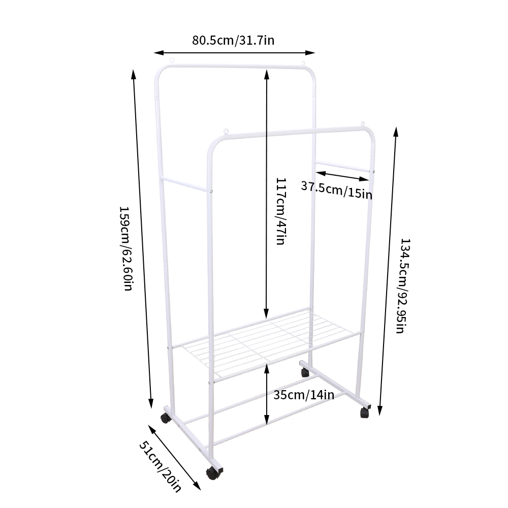 Heavy Duty Rolling Clothes Rac - Outdoor Furniture Glides ulasan dan harga