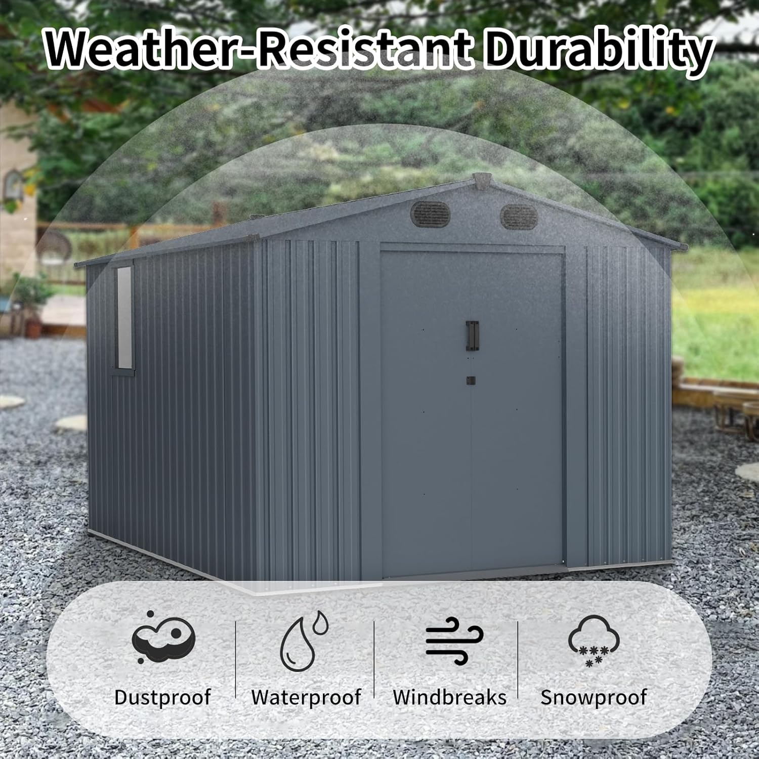 Outdoor Storage Shed 8x10 FT w - Outdoor Furniture Metal ulasan dan harga