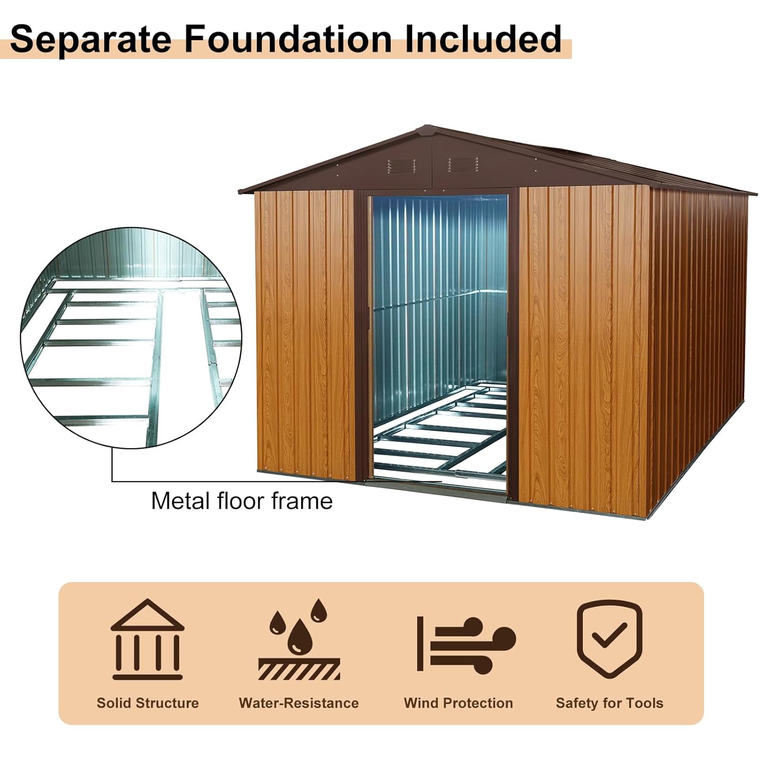 8x10 FT Outdoor Storage Shed,  - Outdoor Furniture Metal ulasan dan harga