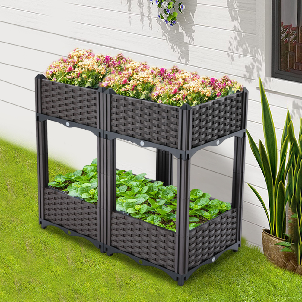 2 Tier Balcony Vegetable Pot w - Garden Storage Box ulasan dan harga