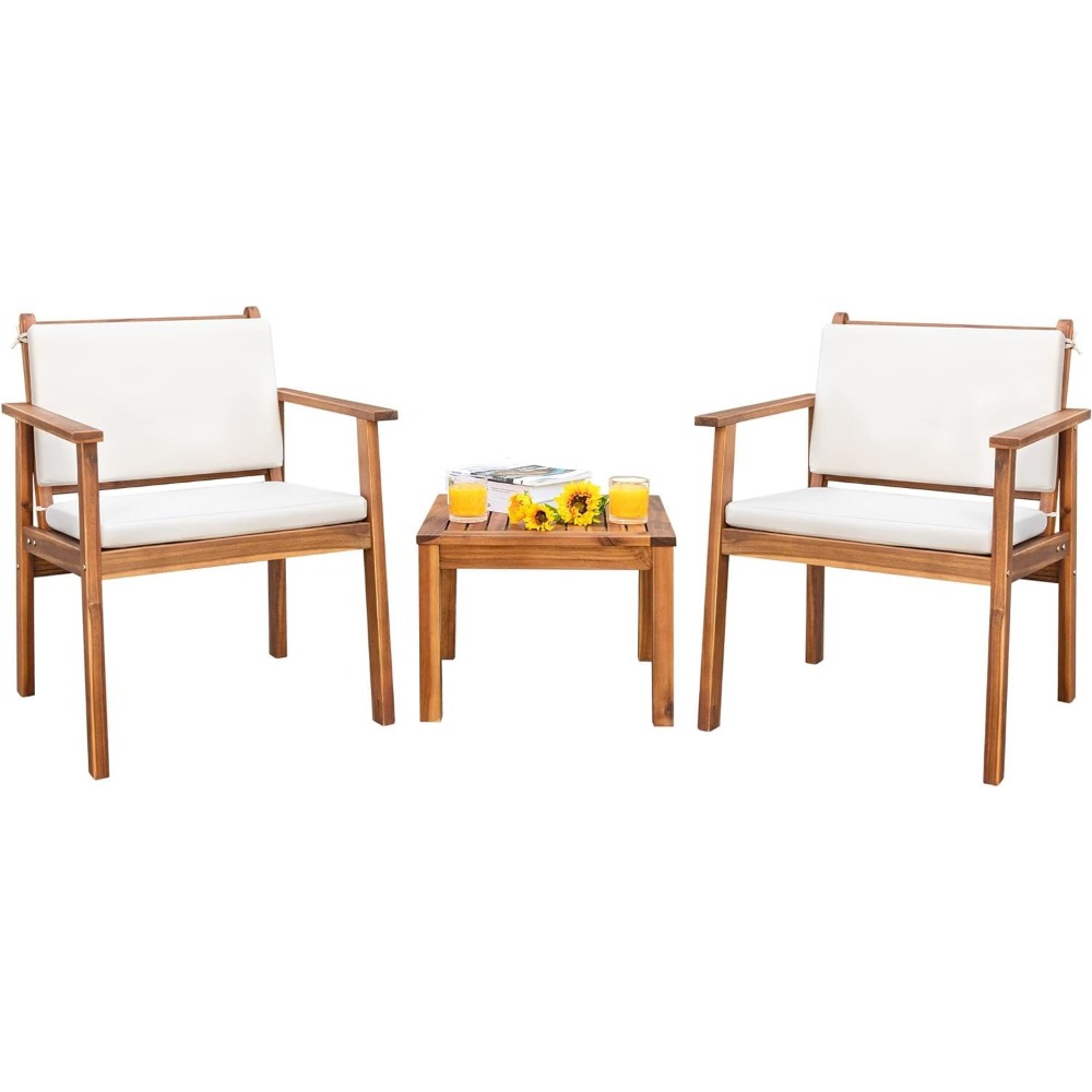 Patio Set 3 Piece Acacia Wood  - Outdoor Furniture Cushions 24 X 24 ulasan dan harga
