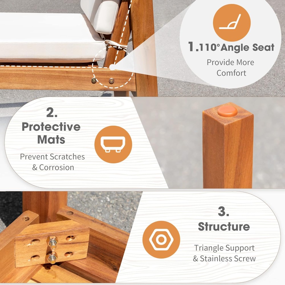 Patio Set 3 Piece Acacia Wood  - Outdoor Furniture Cushions 24 X 24 ulasan dan harga