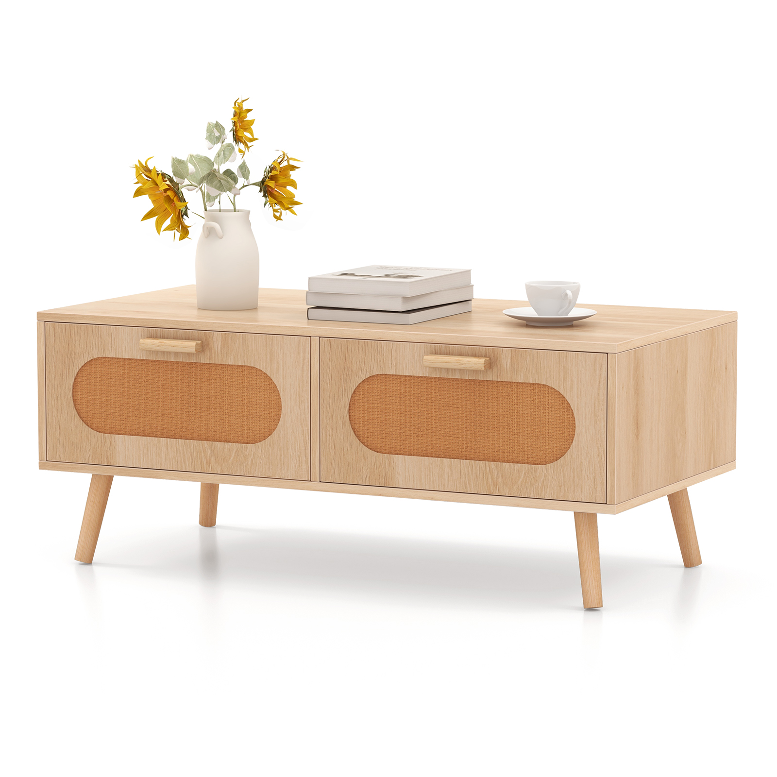 Rattan Coffee Table Mid Centur - Outdoor Furniture Sale ulasan dan harga