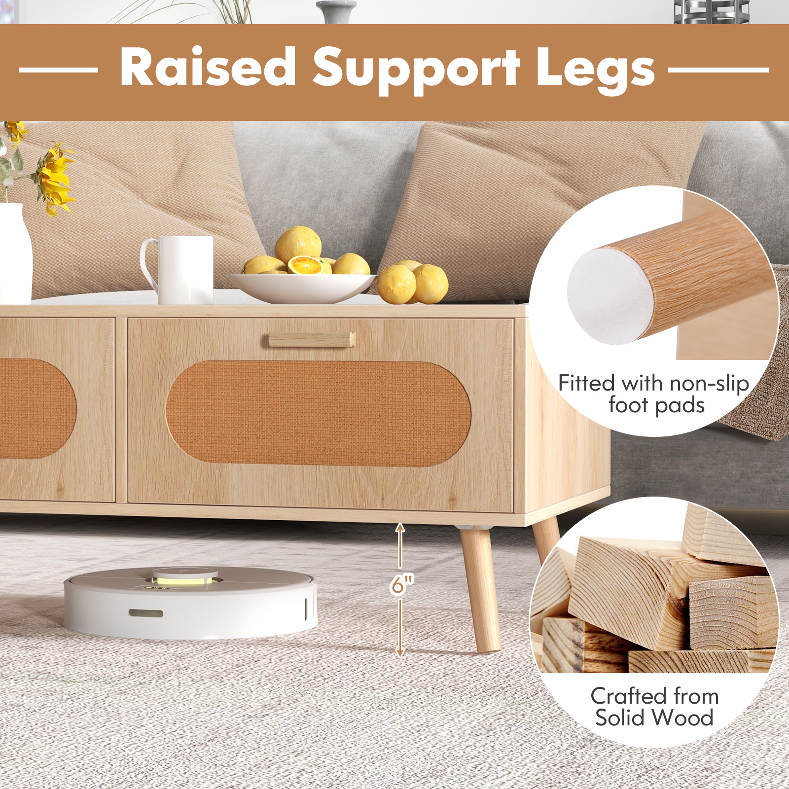 Rattan Coffee Table Mid Centur - Outdoor Furniture Sale ulasan dan harga