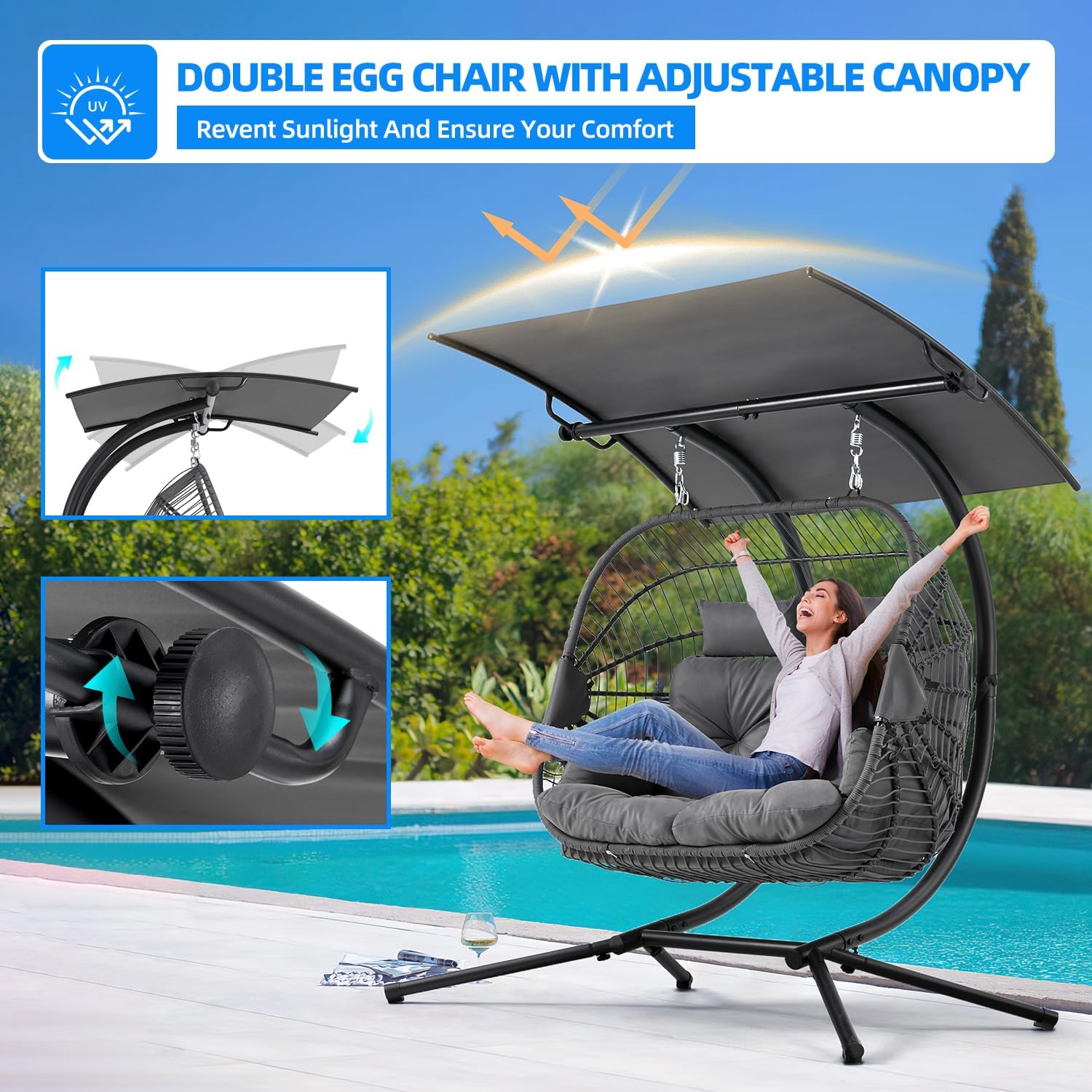 Oversized Double Egg Chair wit - Hanging Egg Chair ulasan dan harga