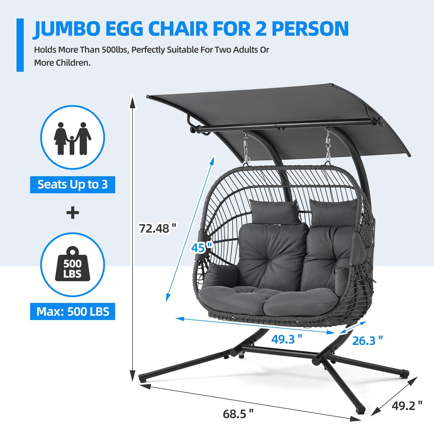 Oversized Double Egg Chair wit - Hanging Egg Chair ulasan dan harga