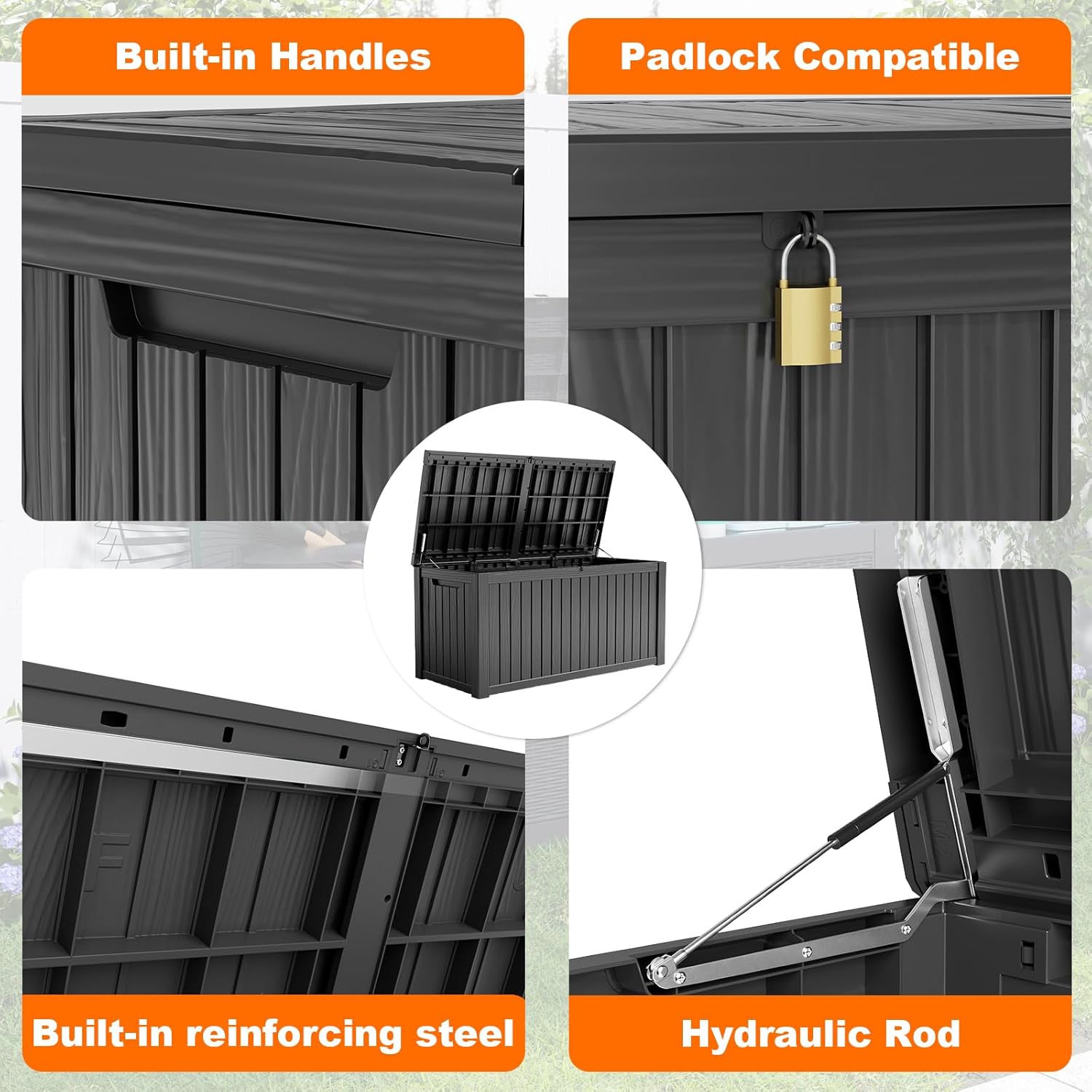 180Gal Lockable Resin Deck Box - Outdoor Furniture Patio ulasan dan harga