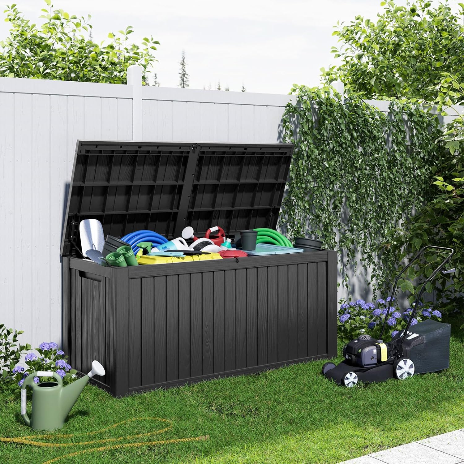 180Gal Lockable Resin Deck Box - Outdoor Furniture Patio ulasan dan harga