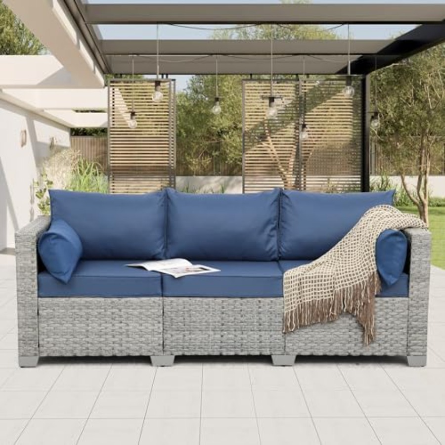 Outdoor Couch 3 Seater Wicker  - Outdoor Furniture Patio ulasan dan harga