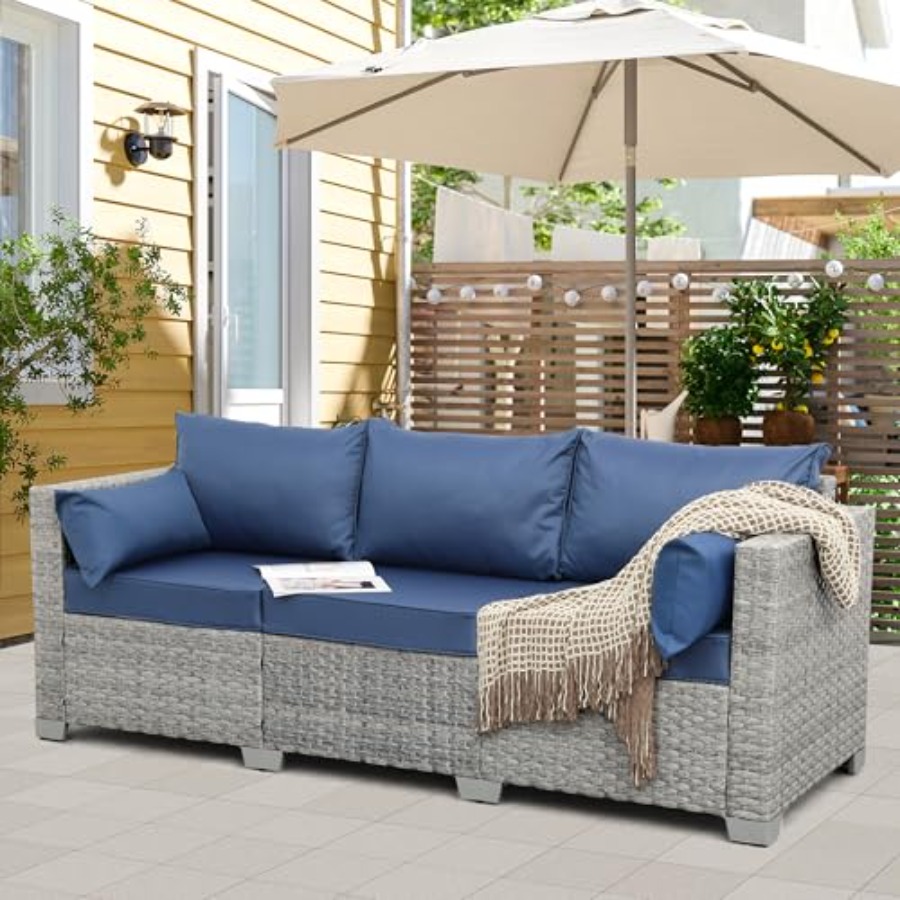 Outdoor Couch 3 Seater Wicker  - Outdoor Furniture Patio ulasan dan harga