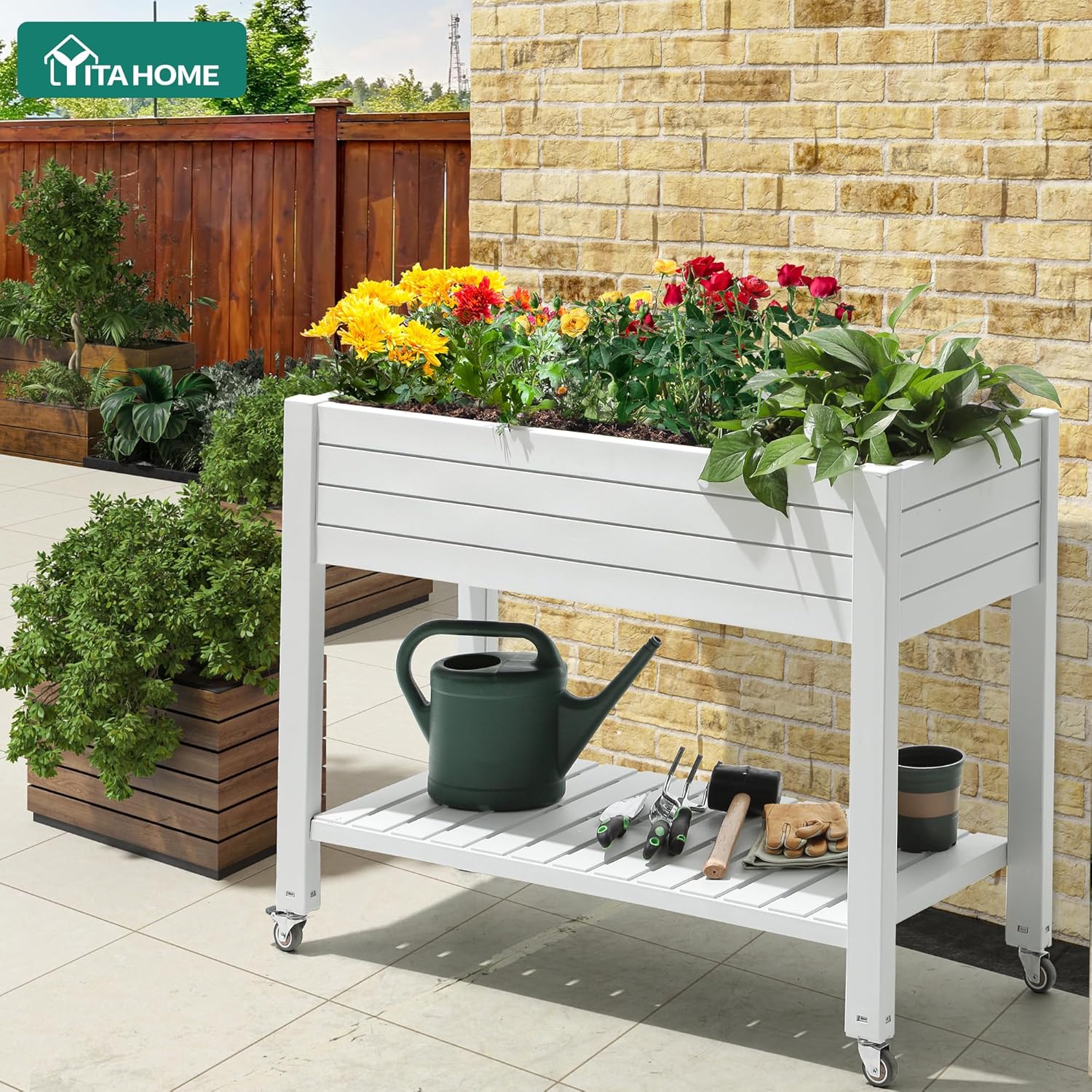 Elevated Garden Bed with Legs  - Garden Storage Box ulasan dan harga